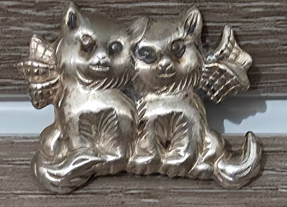 Vintage Sterling Silver Two Cats / Kittens 1" Pin Brooch